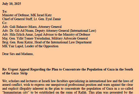 Israeli Int’l Legislation Students on Plan to “Pay attention” Gaza Inhabitants